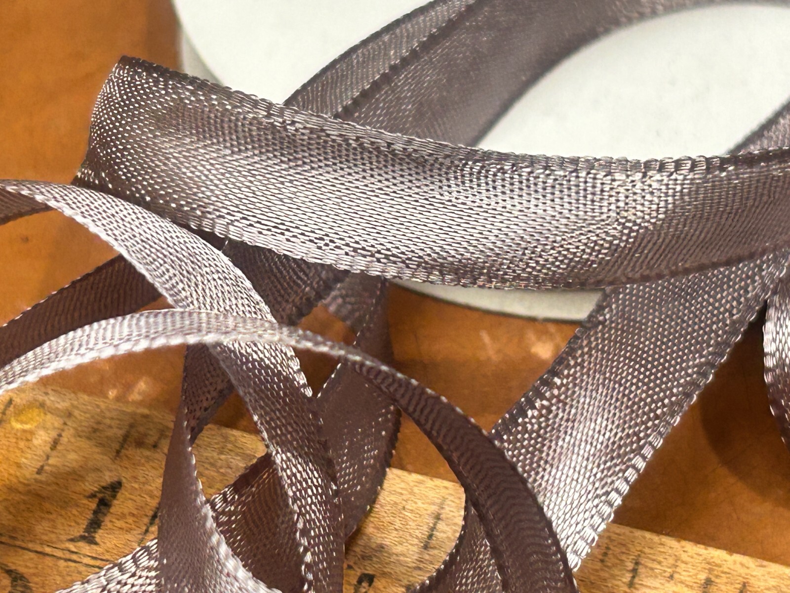 seam binding rayon 1/2″ ribbon 12mm woven edge smoke gray 5yds Japan