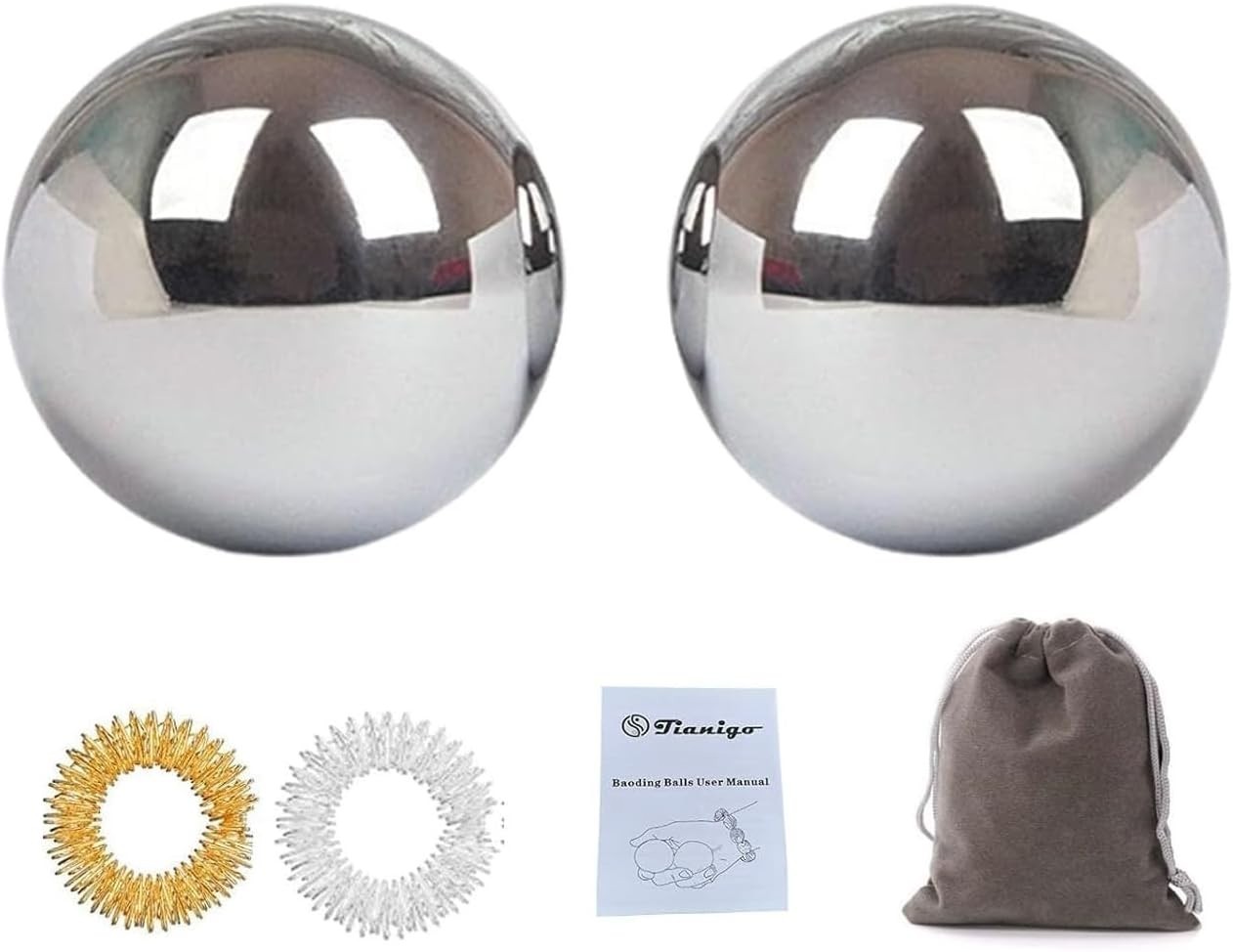 Elegant 2” Stainless Steel Baoding Balls – Stress Relief and Hand Therapy Set