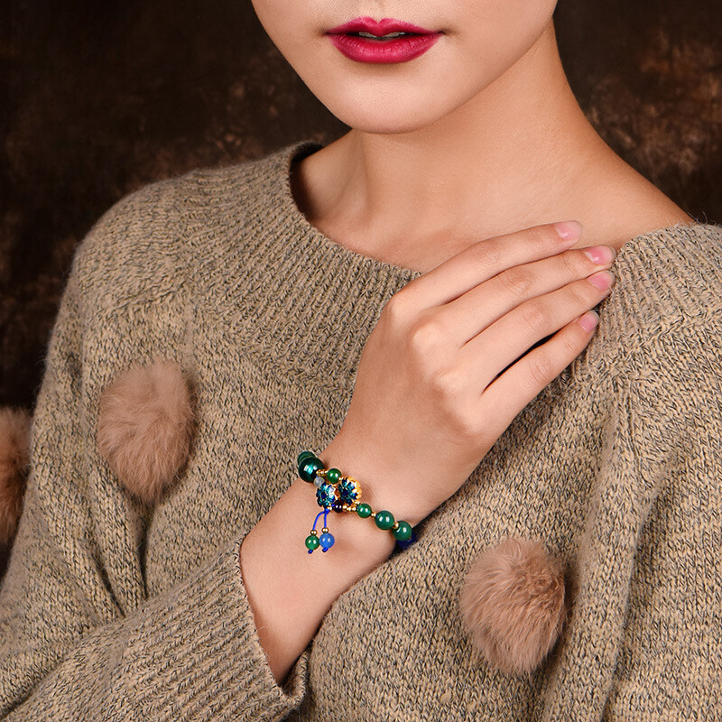 Chinese Coloured Glaze/Cloisonne/Agate Ethnic Style Vogue Hand Chain Bracelet