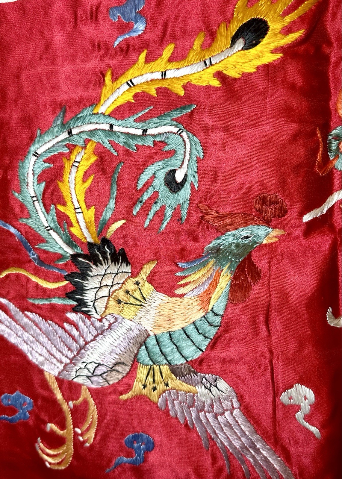 Pair Of Chinese Silk Embroidered Tapestry Wall Hanging Art Panel 13″ x 28″ Each