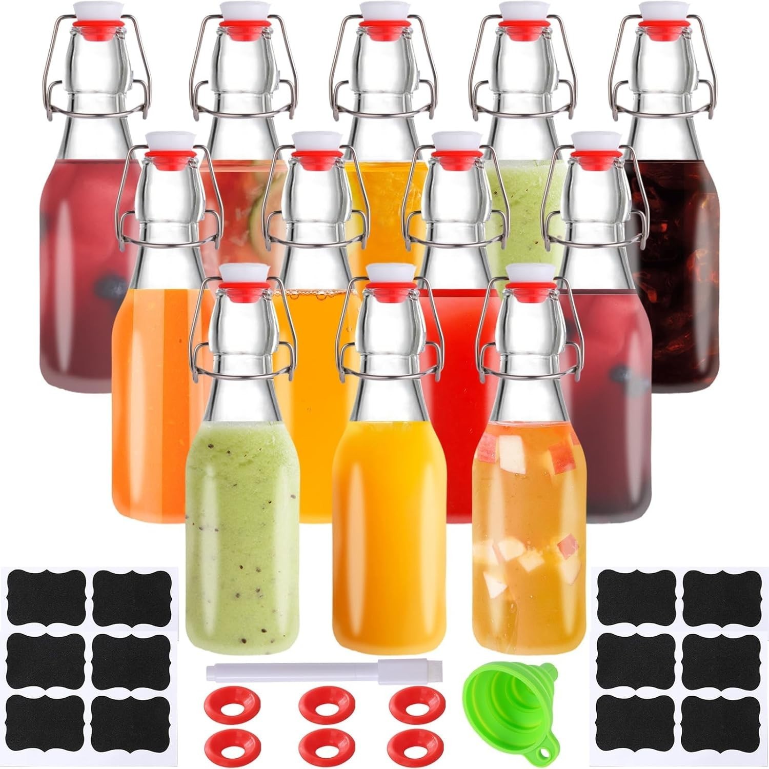 12 Pack 8.5oz Flip Top Glass Bottles,8.5oz swing top glass bottles with airti…