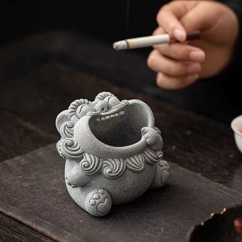 Chinese Style Desktop Ashtray With Lid Office Living Room Study Decor