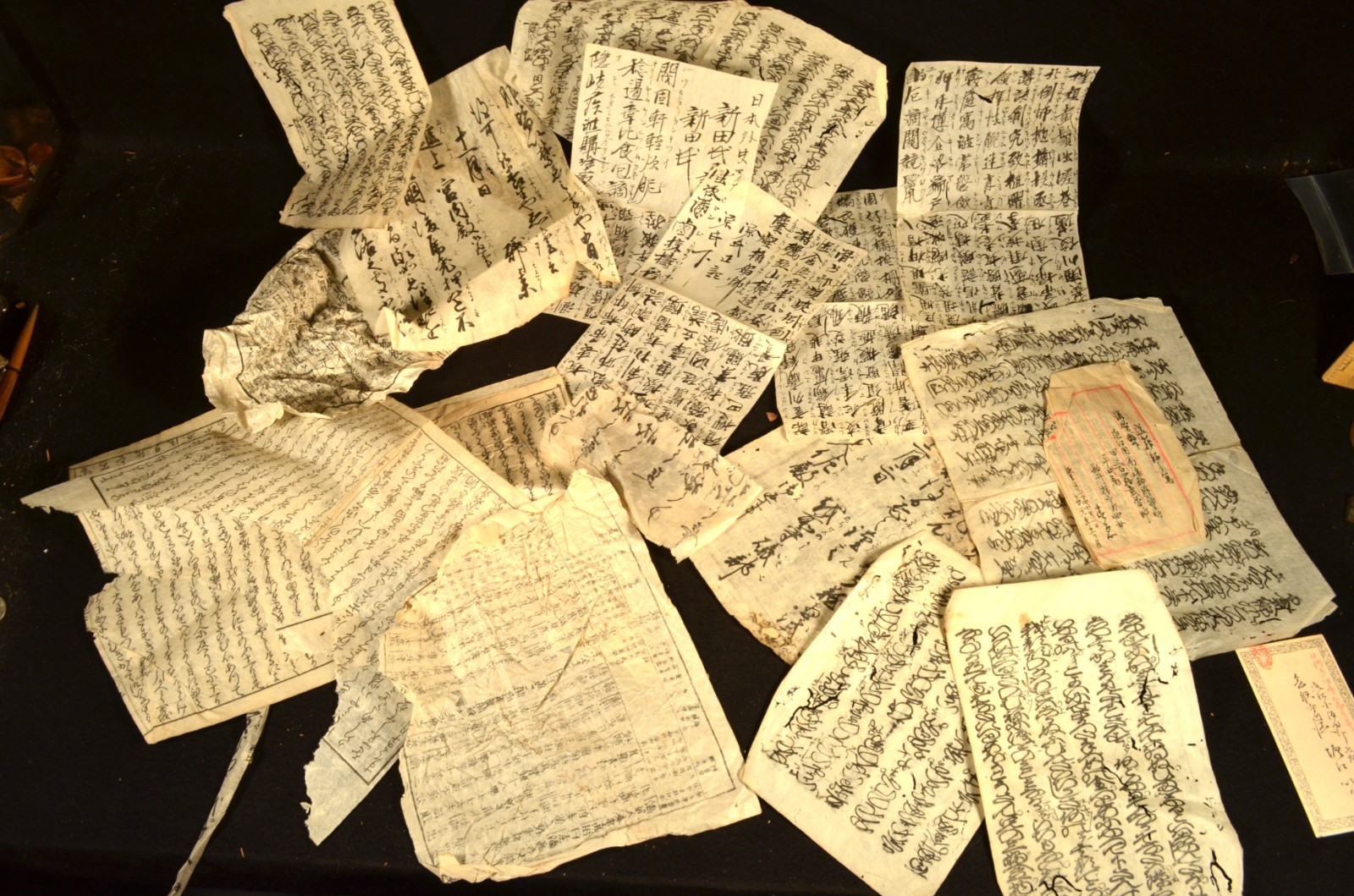 ANTIQUE HANDWRITTEN PRINTED JAPANESE WASHI CALLIGRAPHY DECOUPAGE CRAFT ART PAPER