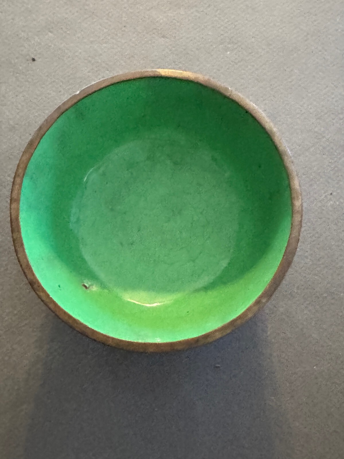 RUST RED/BROWN GREEN INTERIOR ASIAN CHINESE CLOISONNE ZINNIA FLOWER BOWL VTG