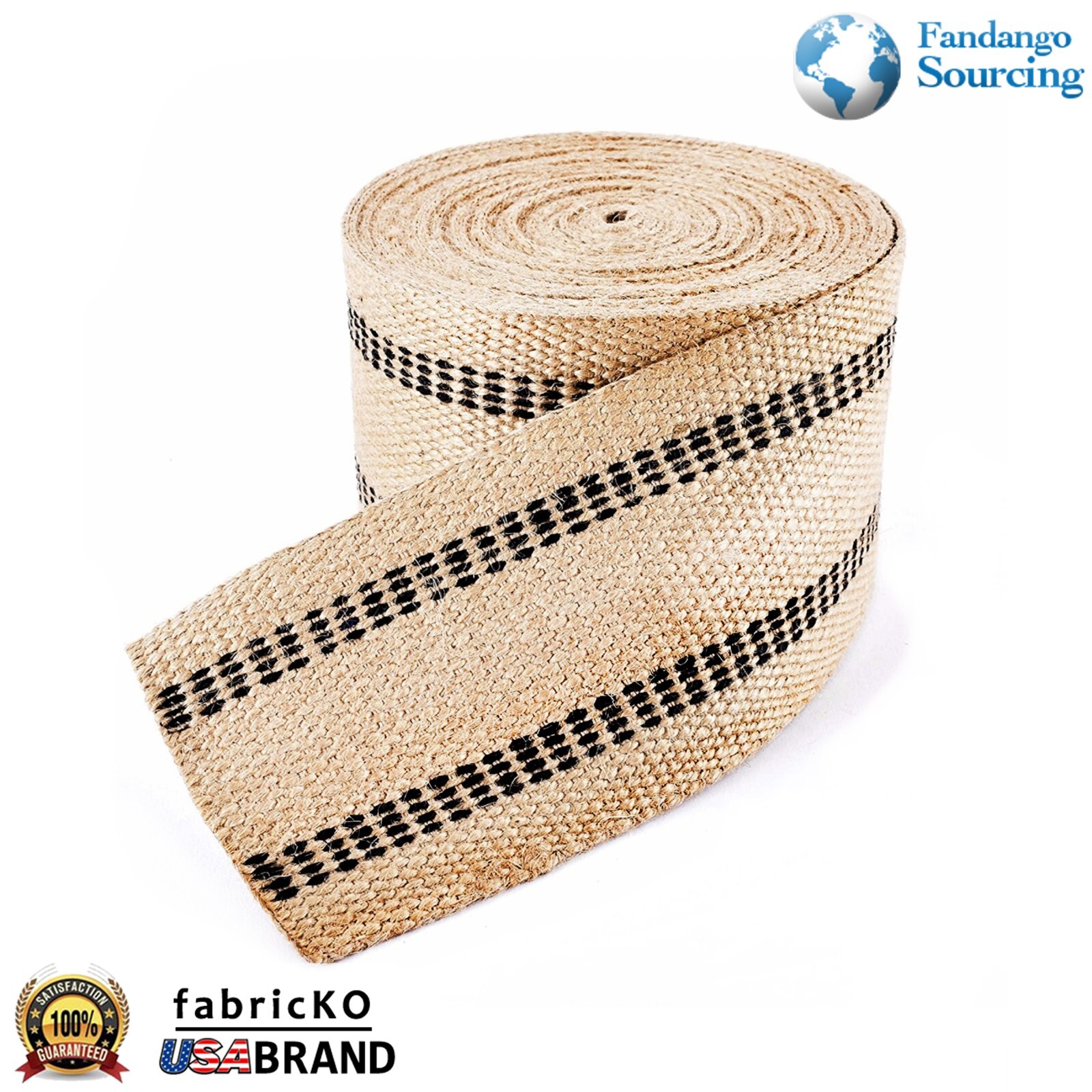 JUTE WEBBING W/ BLACK LINE HEAVY 4 UPHOLSTERY 10 YARD PACK FREE SHIPPING/RETURN