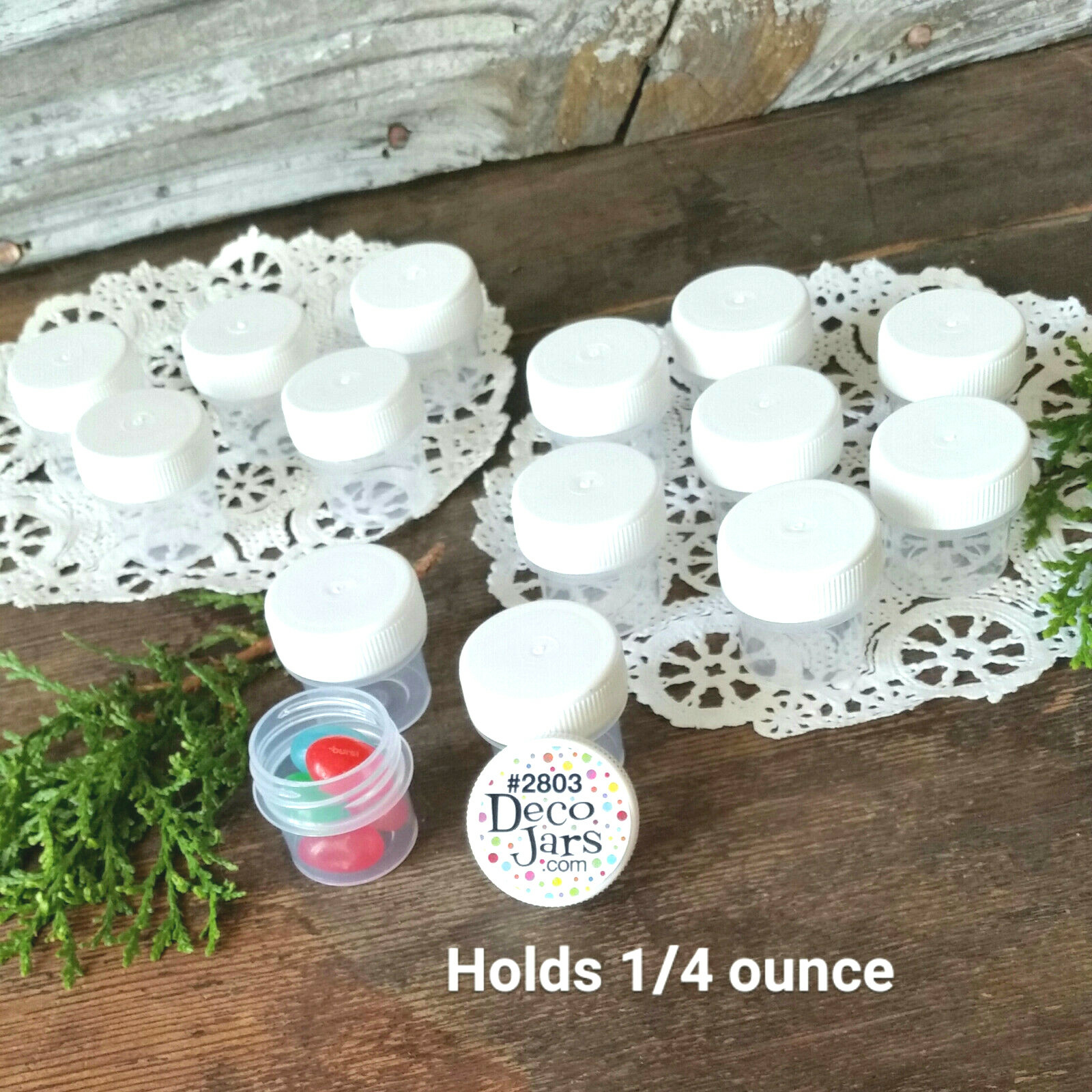 WHITE 50 Vial Cap Pot JAR Bottle 1/4oz container Skincare DecoJars #2803 USA