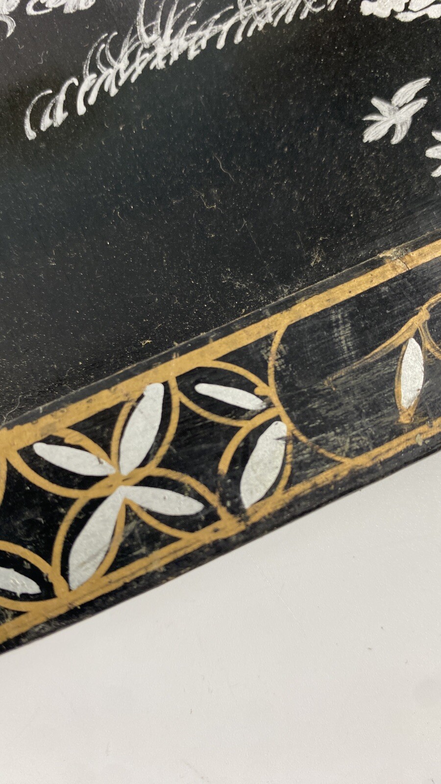 Vtg Lacquered Macau Black Wall Panels Mother of Pearl Decoration Asian Set 3