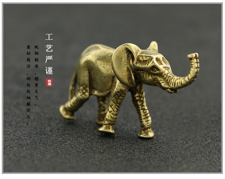 Antique Solid Pure Copper Mini Elephant Ornaments Tea Pet Desktop Ornaments Coll