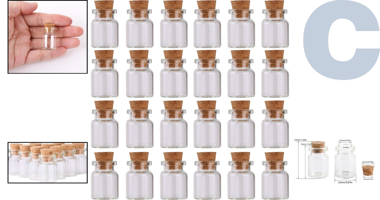 Elegant 24-Piece Mini Glass Vials Set with Corks – Perfect for Party Favors