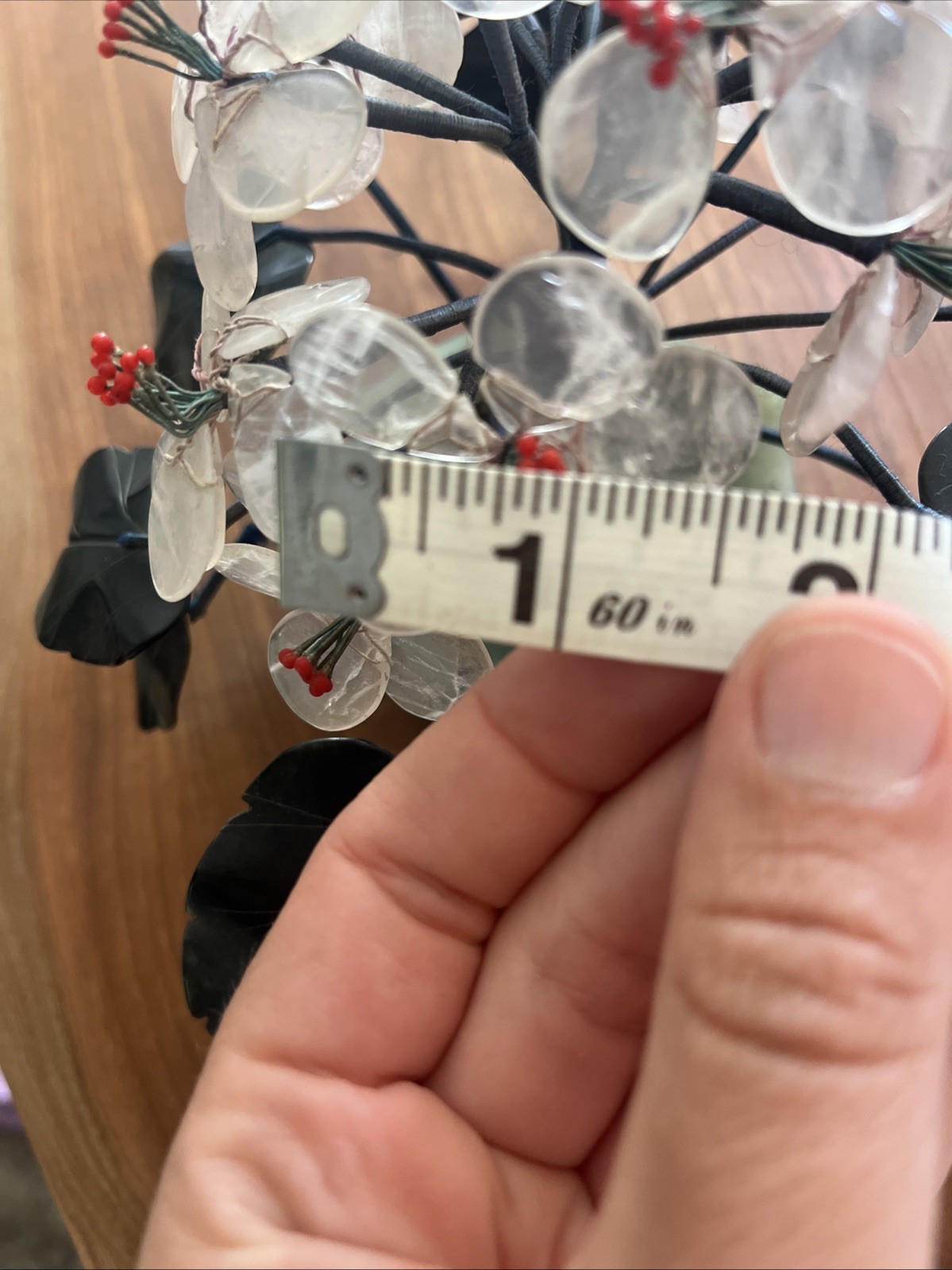 Unique VINTAGE CHINESE JADE STONE FLOWER TREE 7.5” Hand carved Tree