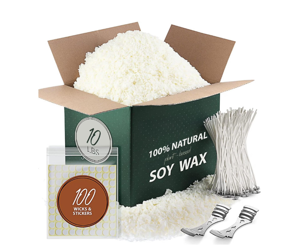 LammLoe 10 lbs Natural Soy Candle Wax Making Kit Flakes with Accessories