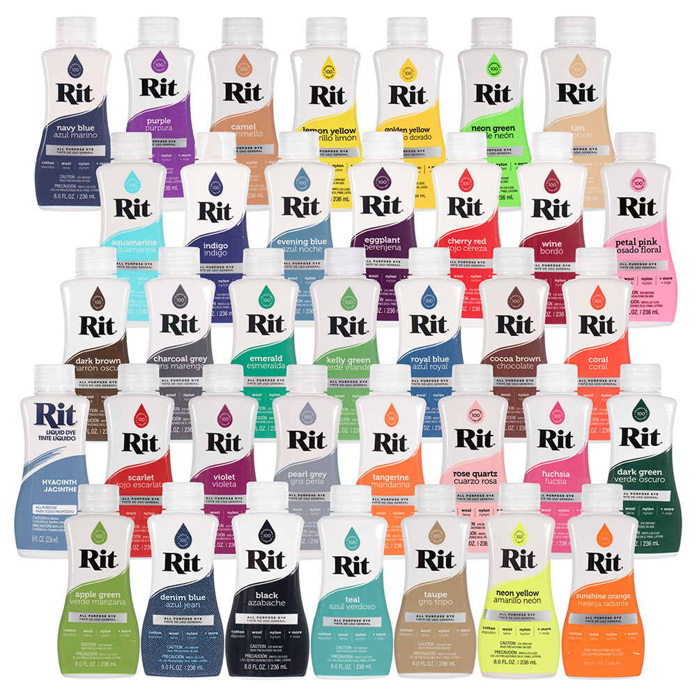 Craft County RIT DYE Liquid All-Purpose – Color, Marble, Tie-Dye Fabrics 8 Oz