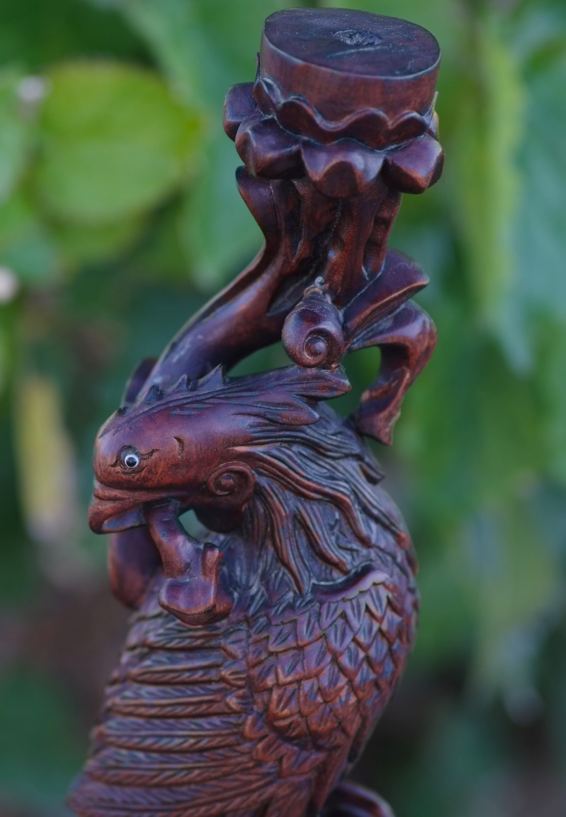 Oriental Boxwood Hand Carved Phoenix 12″ China 1950’s MAGNIFICENT SKILLFUL ART!