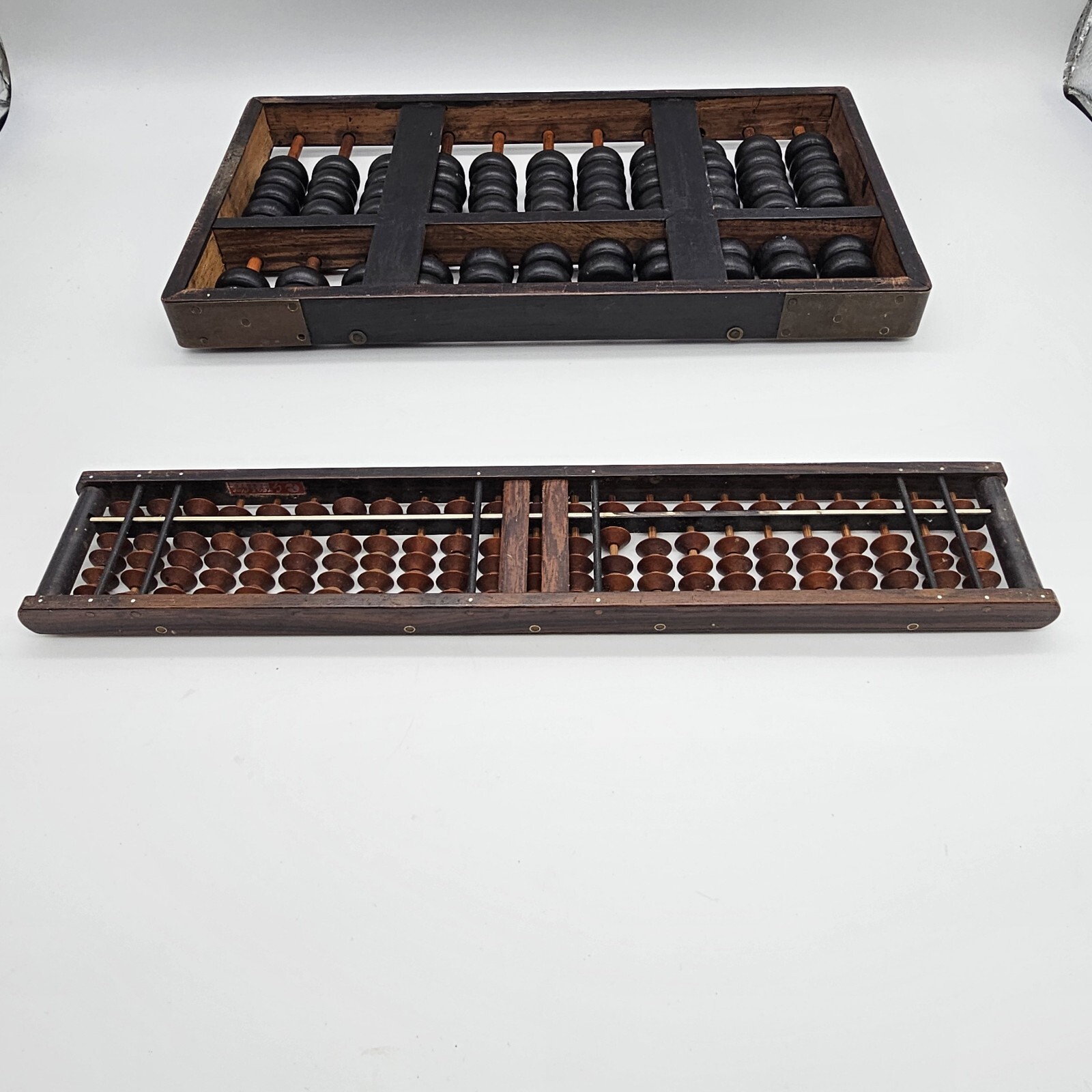 Vintage Wood & Brass Abacus Lot Of 2