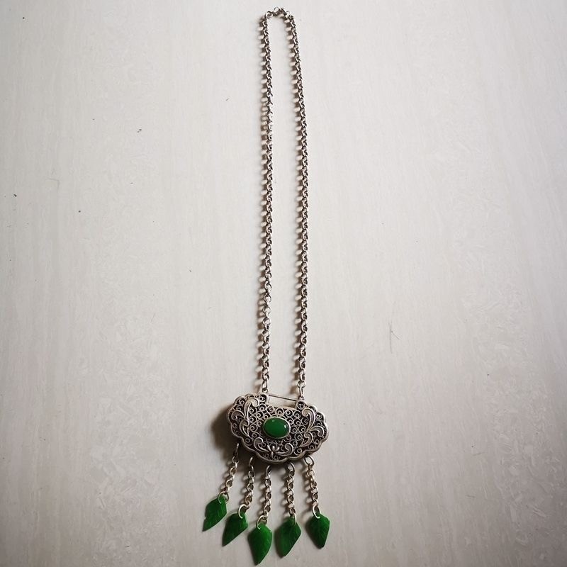 Collect Antique China Silver gemstone pendant Gem Jewelry pendant jade pendant