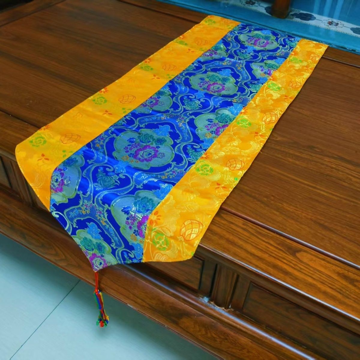 140x35cm Chinese Zen Brocade Tea Table Runner Long Tablecloth Decor
