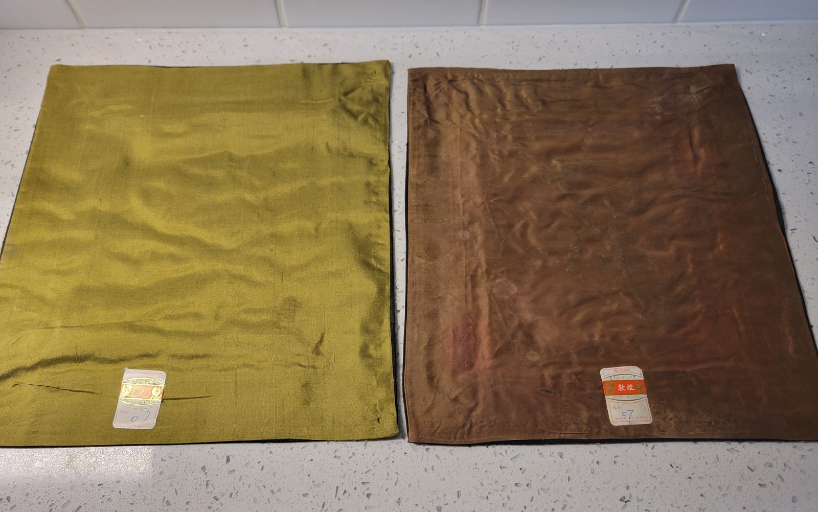 2 vintage Dun Huang Beijing silk embroidered tapestry panels with…