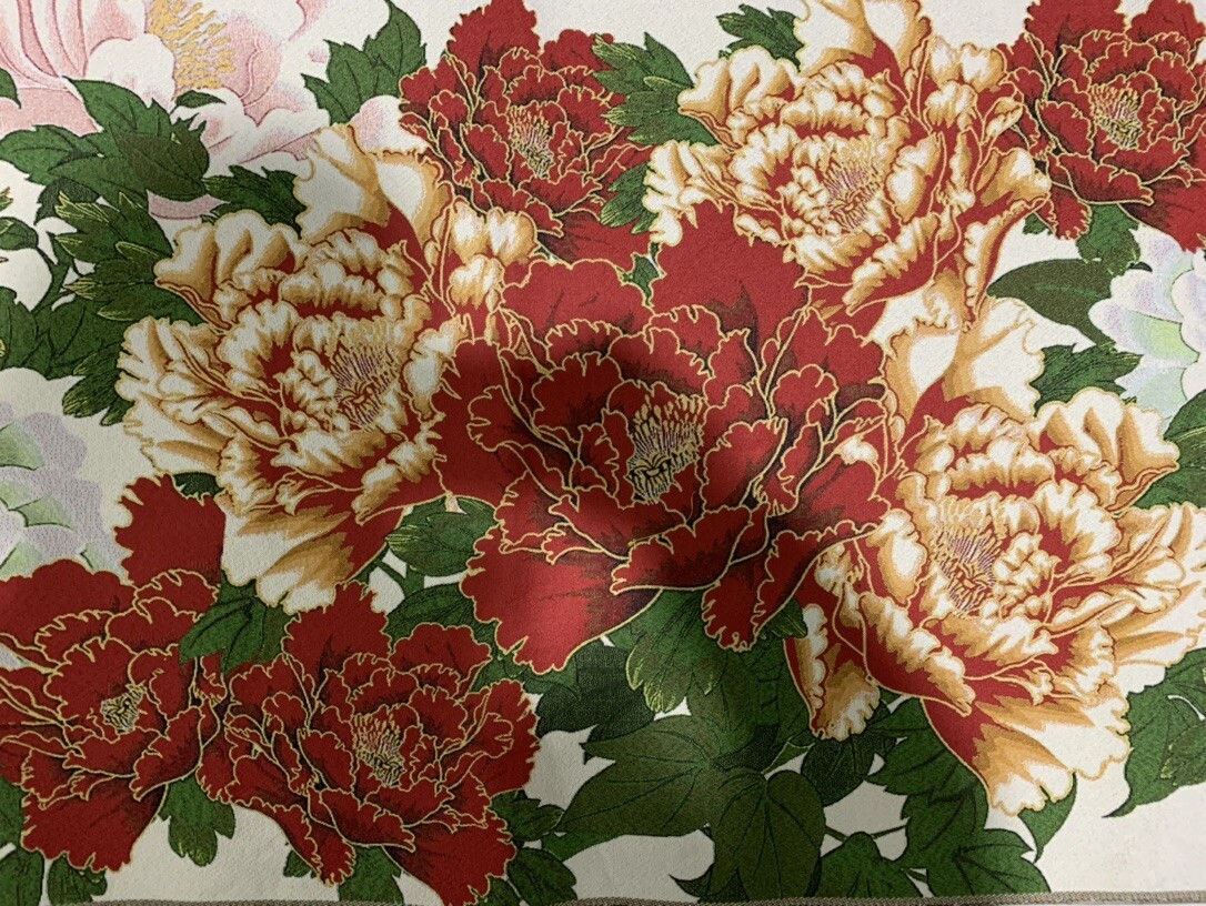 63″China Cloth Silk Tree Peony Painting Mural Wall Hanging Tapestry Meditation 1