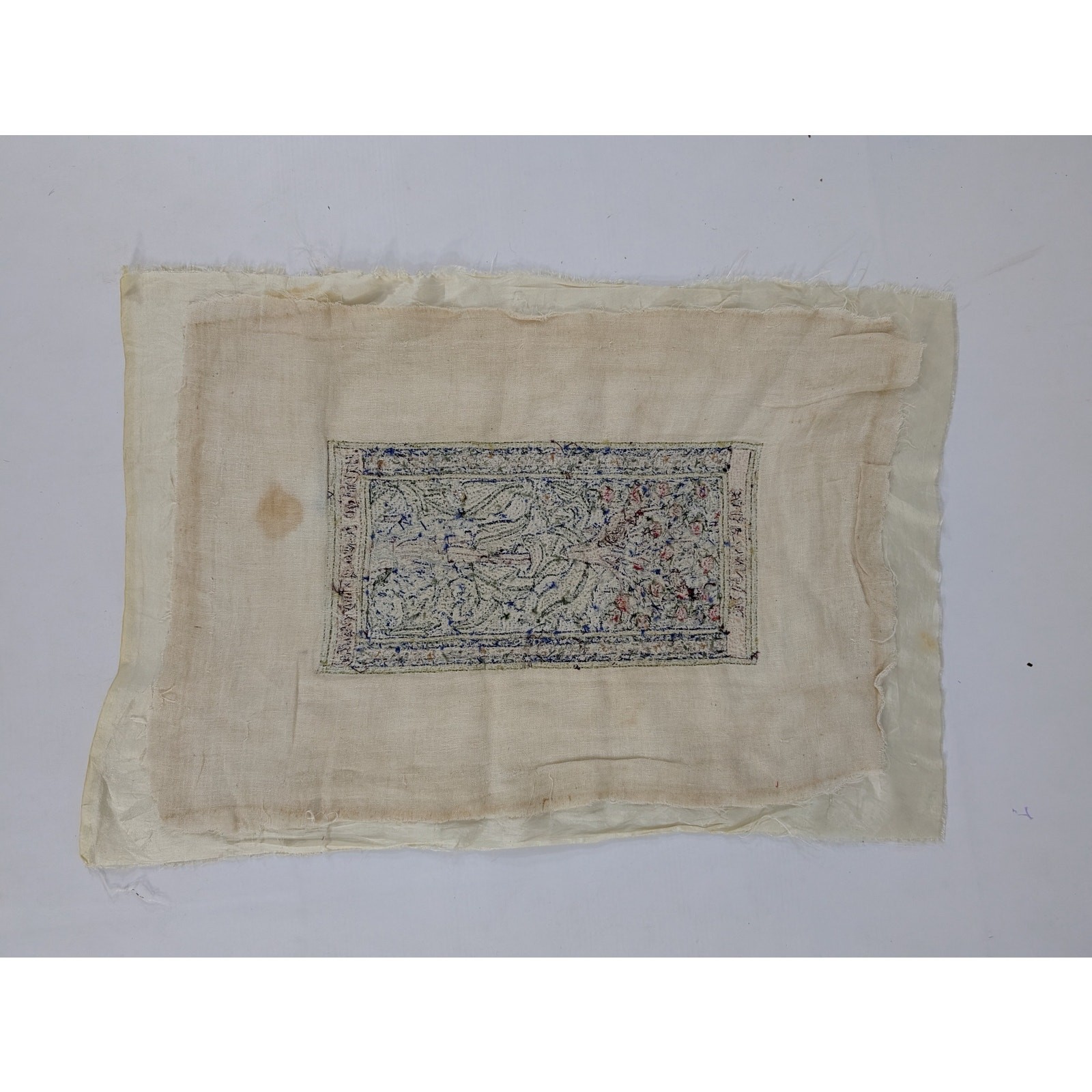 Vintage Hand Embroidered William Morris Inspired Tree of Life Tapestry 21x14in