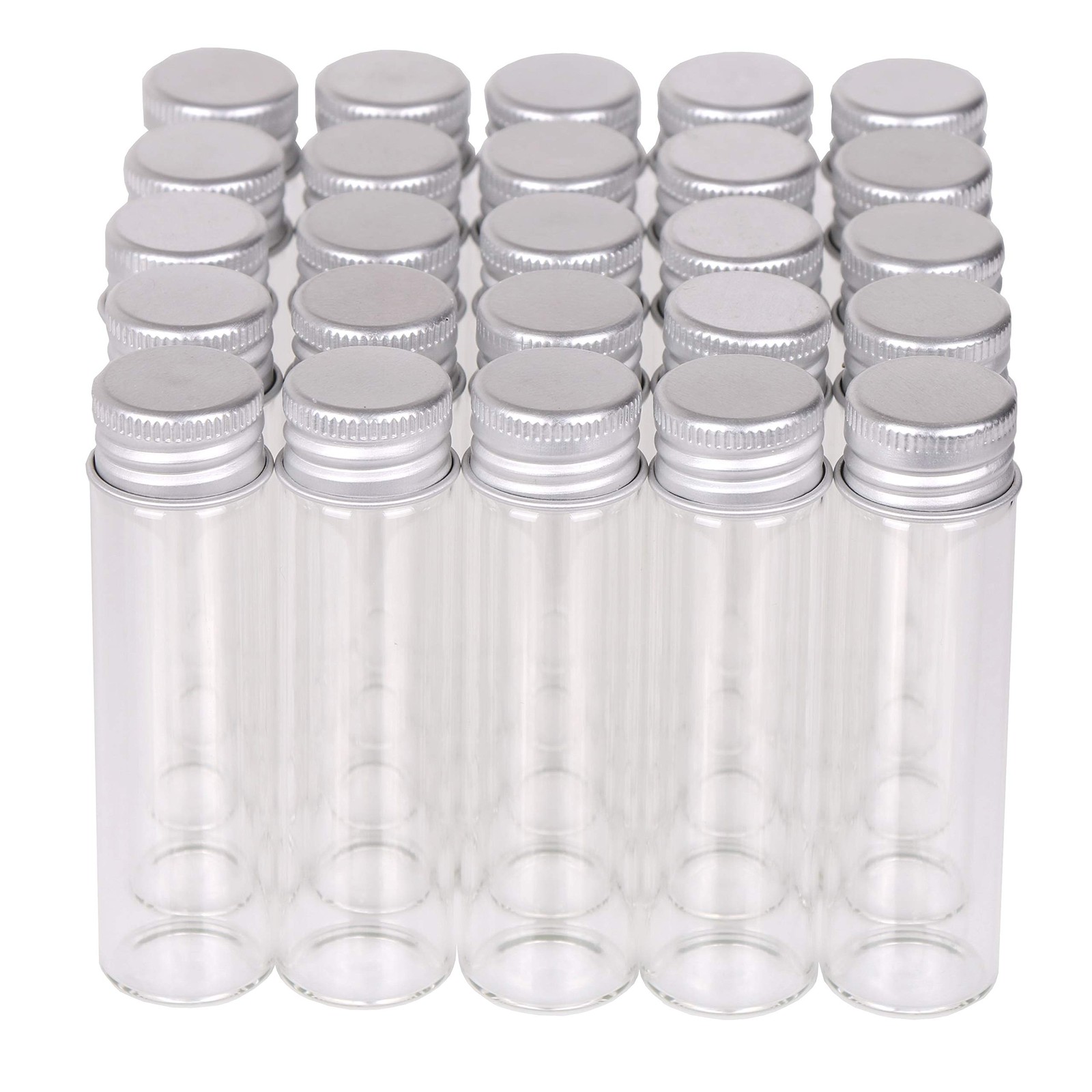 Pack of 100, 20ml Small Glass Bottles with Metal Cap Screw Top Lids Tiny Vial…