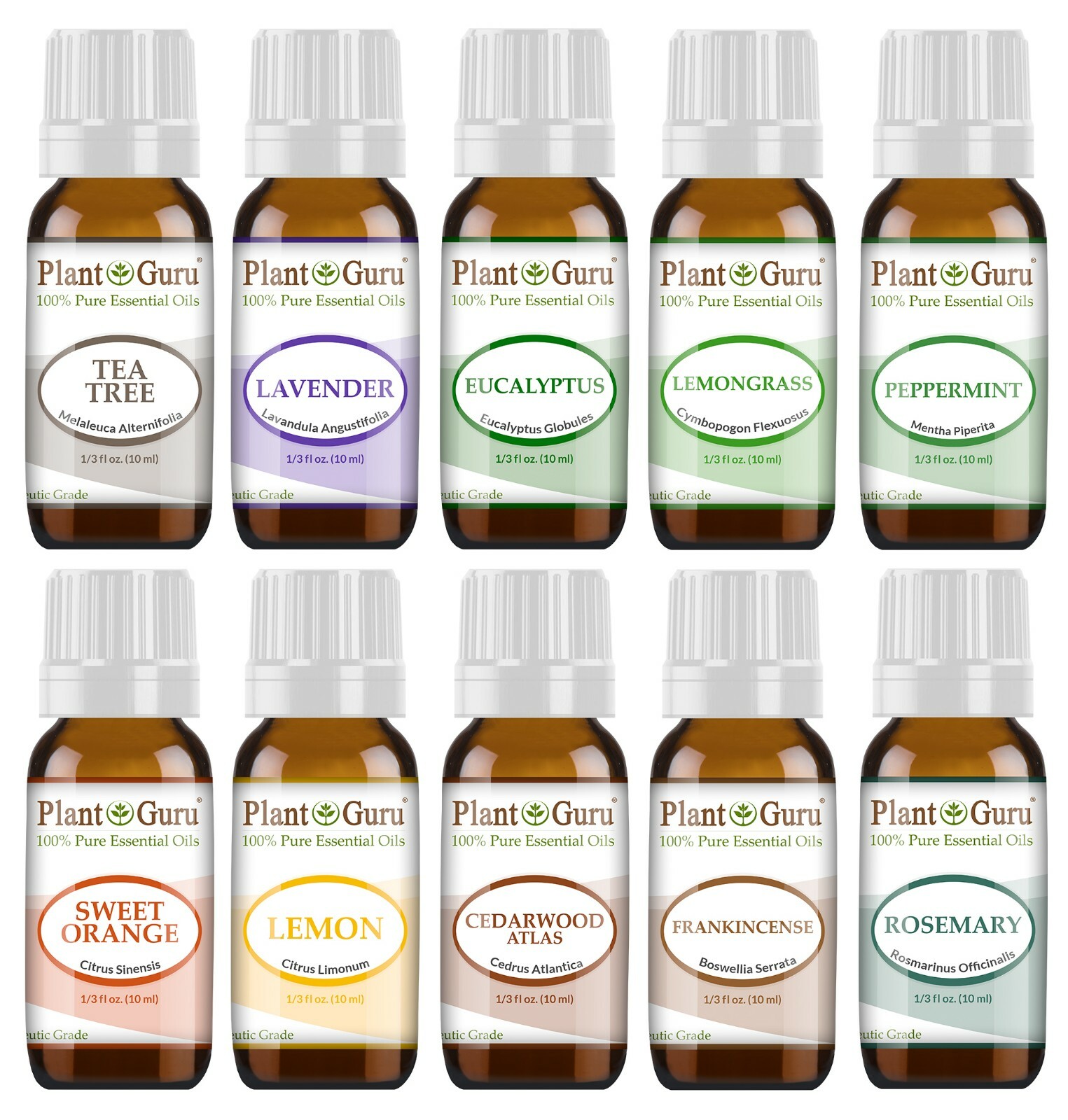 Essential Oil Set 10 – 10 ml. 100% Pure Natural Therapeutic Grade Oils Lot