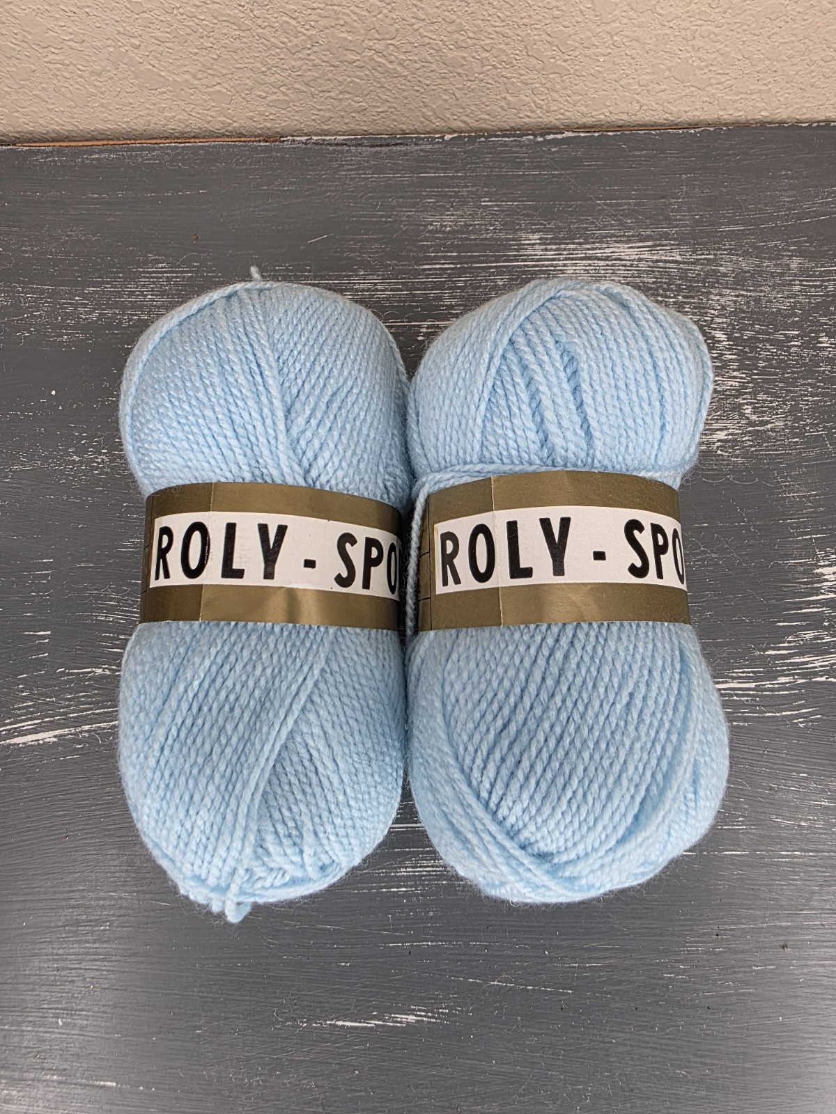 2 Skeins Roly Sport Acrylic Yarn 4643 Light Blue 1.75 oz. Vintage