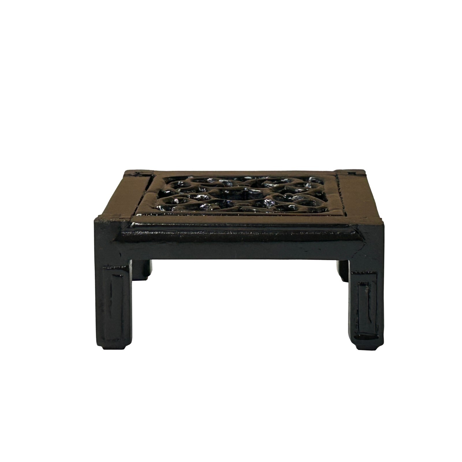 3.25″ Dark Brown Floral Open Pattern Square Wood Stand Riser ws4236