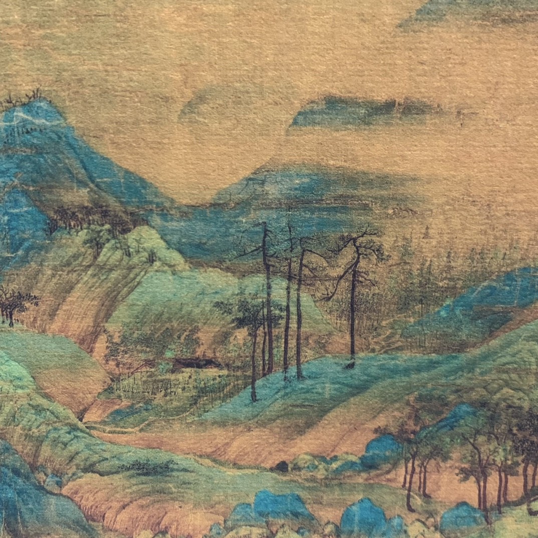 Vintage Antique Chinese Scroll Painting Thousand Li Rivers Mountains Xuan Paper