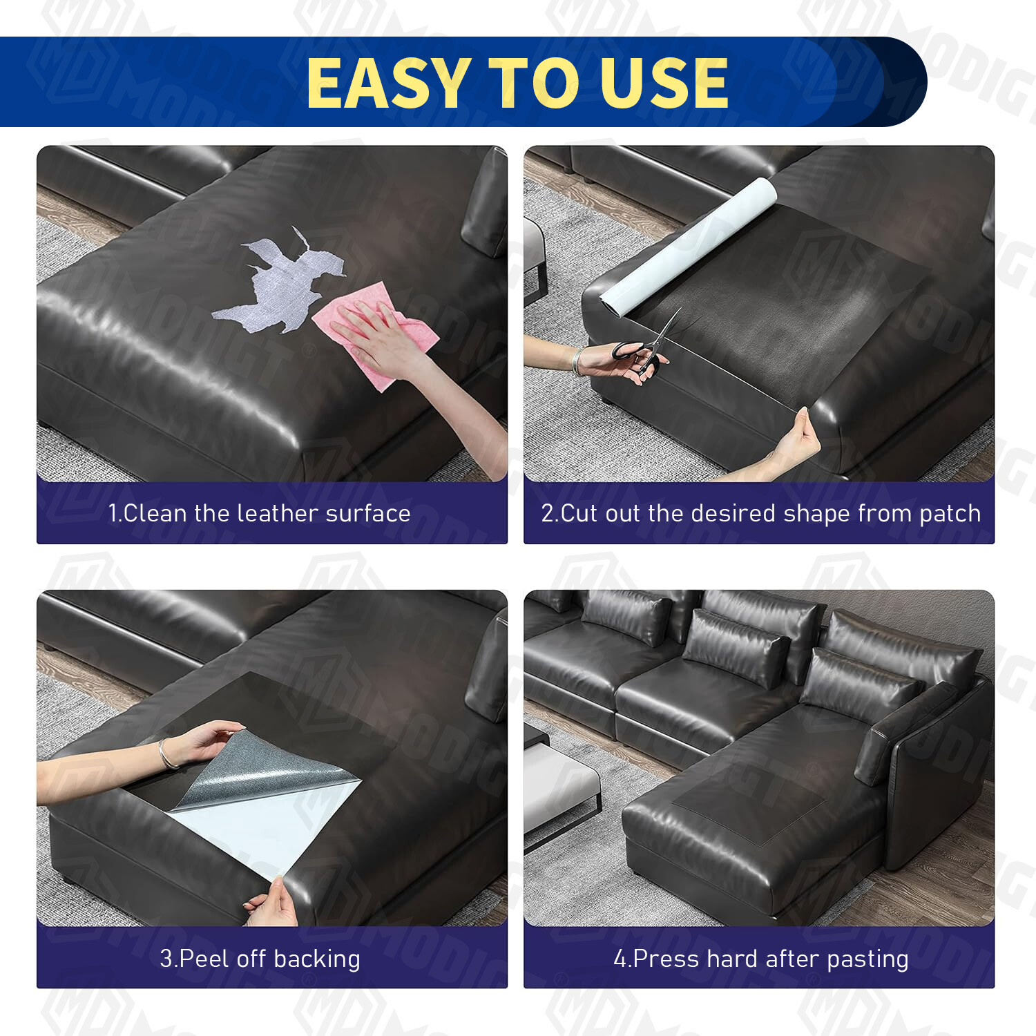 Self Adhesive Vinyl Faux Leather Fabric Repair Patch Kit for Car seat Sofas