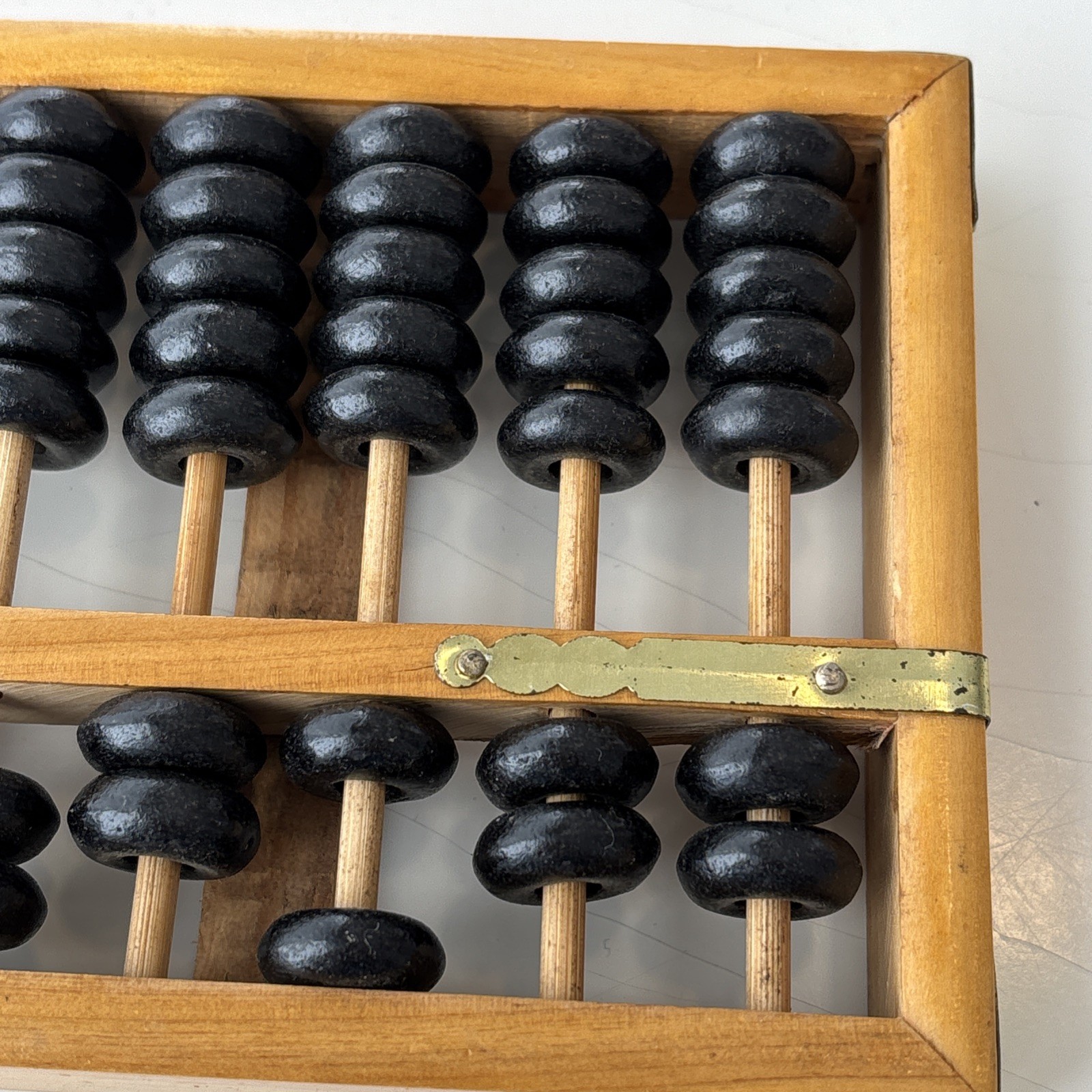 Vtg Chinese Abacus 91 Black Beads 13 rods 9.5×4” wood wooden Small