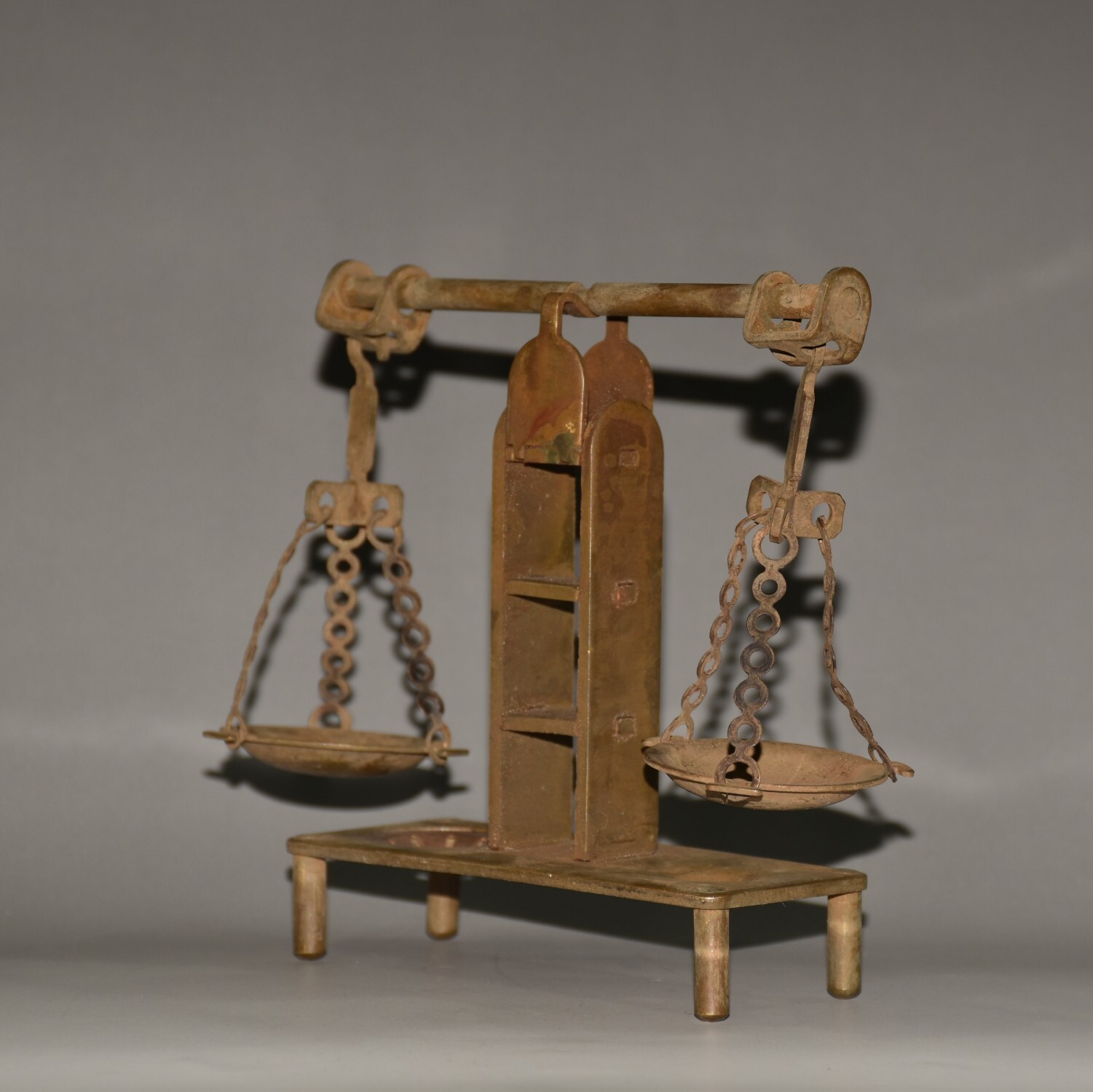 Collectible China old Copper brass Carved balance Usable scales precision