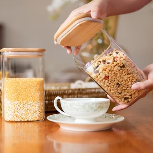 Glass Food Storage Jars 37 oz Set of,Glass Storage Containers Clear 6 50 ounces