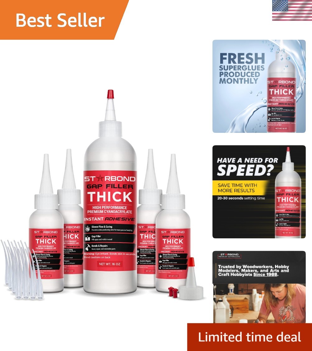 Versatile 16 oz Thick CA Glue Refill Kit – Fast Cure, Strong Adhesion for Crafts