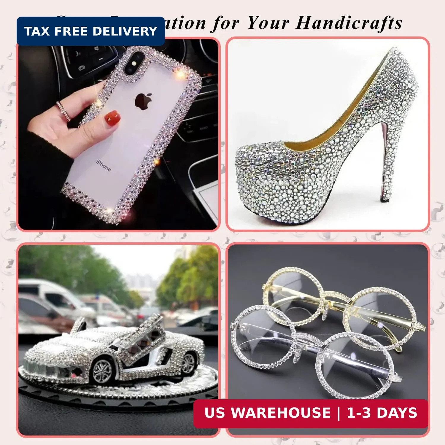 KIMOBER 325pcs Clear Rhinestone Stickers,Self Adhesive Bling Gems