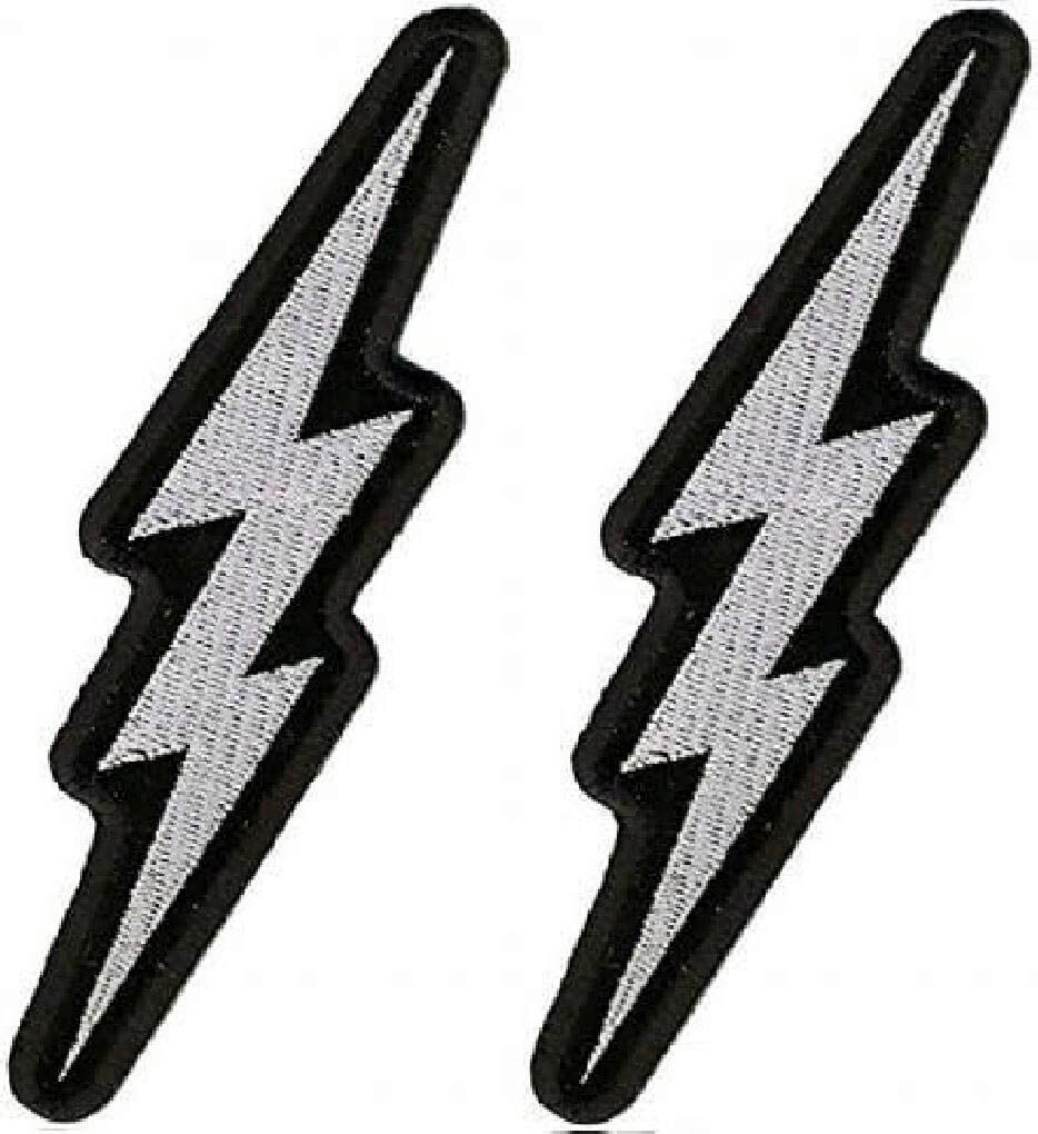 LIGHTNING BOLT SILVER METALLIC PATCH || 2PC iron on or Sew on 5″x2″