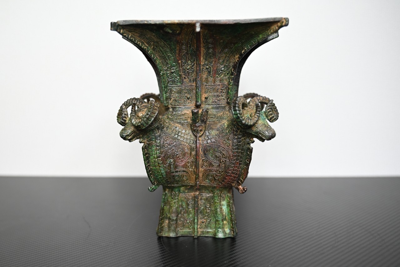 Chinese Bronze Ornament Relic Four-ram Square Zun Fangzun *replica #V078