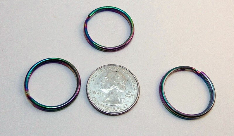 Iridescent Split Key Rings 25mm 1″ diameter Shimmery Rainbow Color Chroma