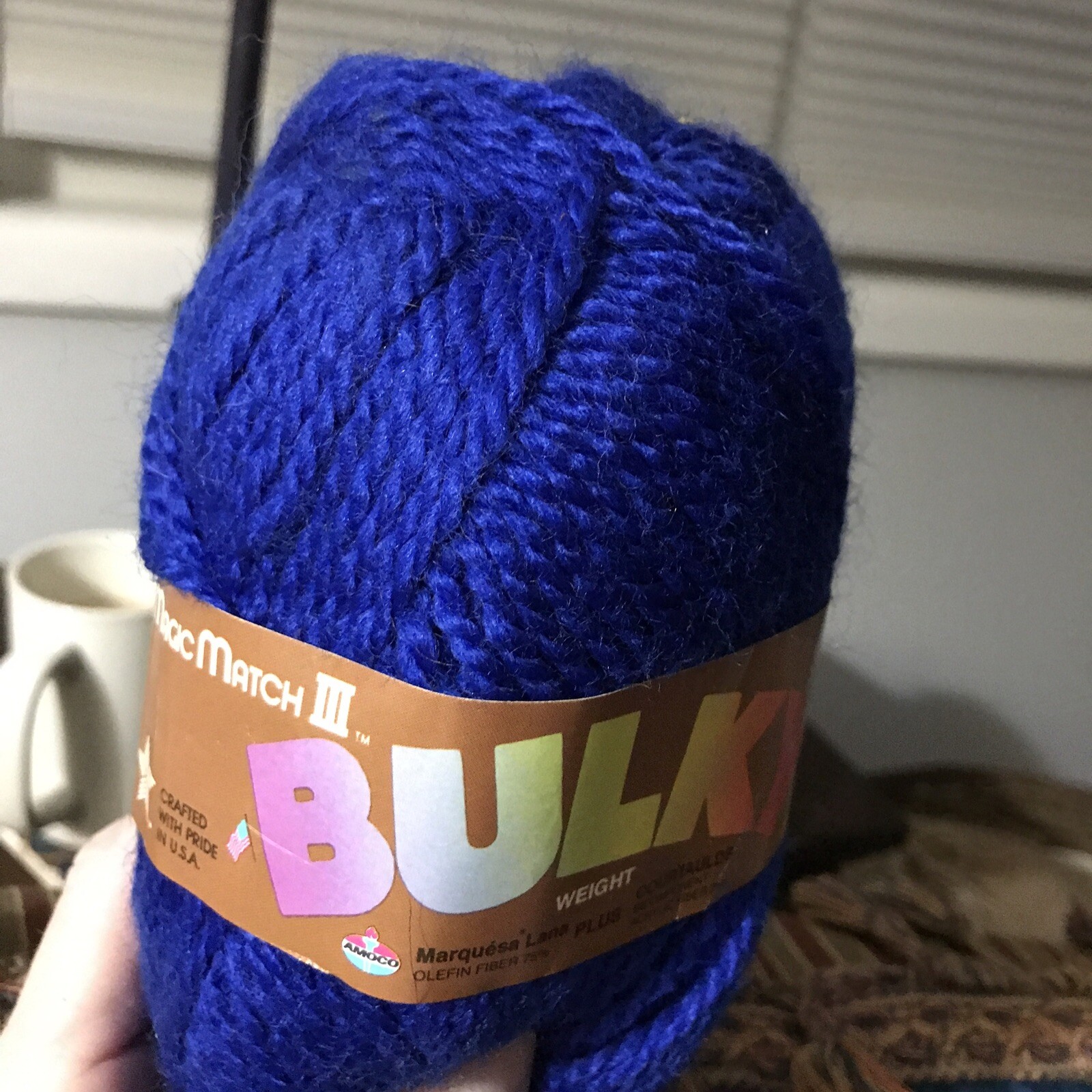 2 Skeins Magic Match Bulky Yarn Royal Blue Made in USA Knitting Crochet Craft