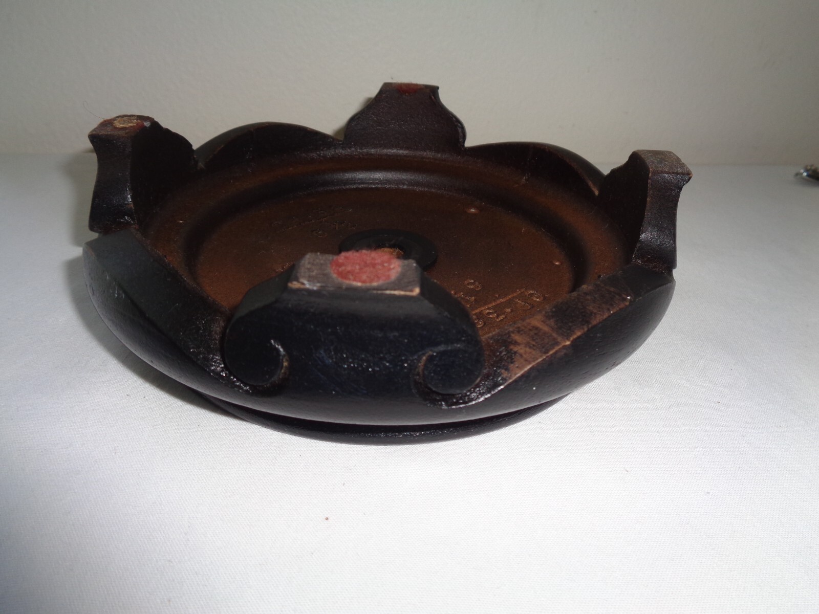 Vintage Black Chinese Carved Wood Footed Vase Lamp Stand Base 5″