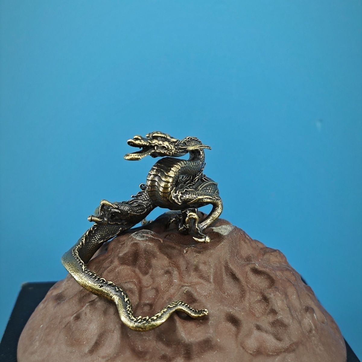Brass Dragon Statue Mini Landscape Bonsai Fish Tank Rockery Decor Ornament