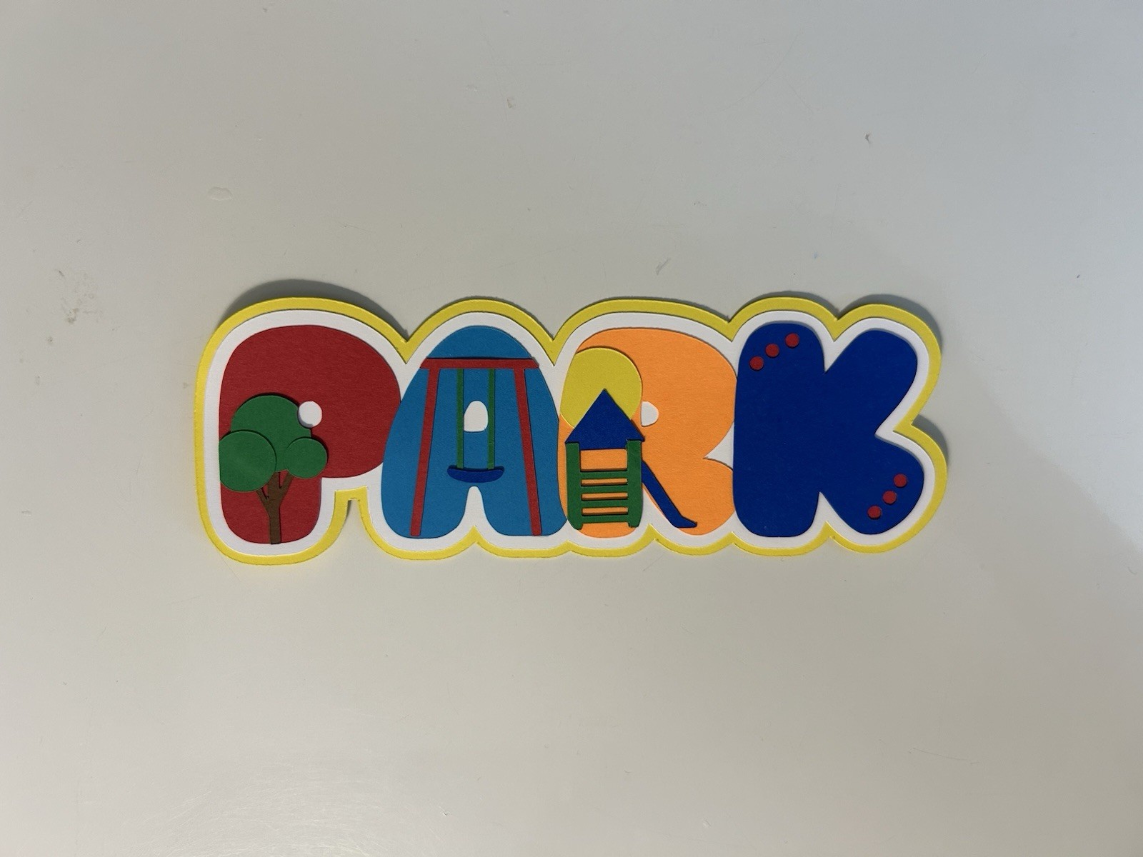 Park Playground Scrapbook Title Handmade Die Cut Amusement Park