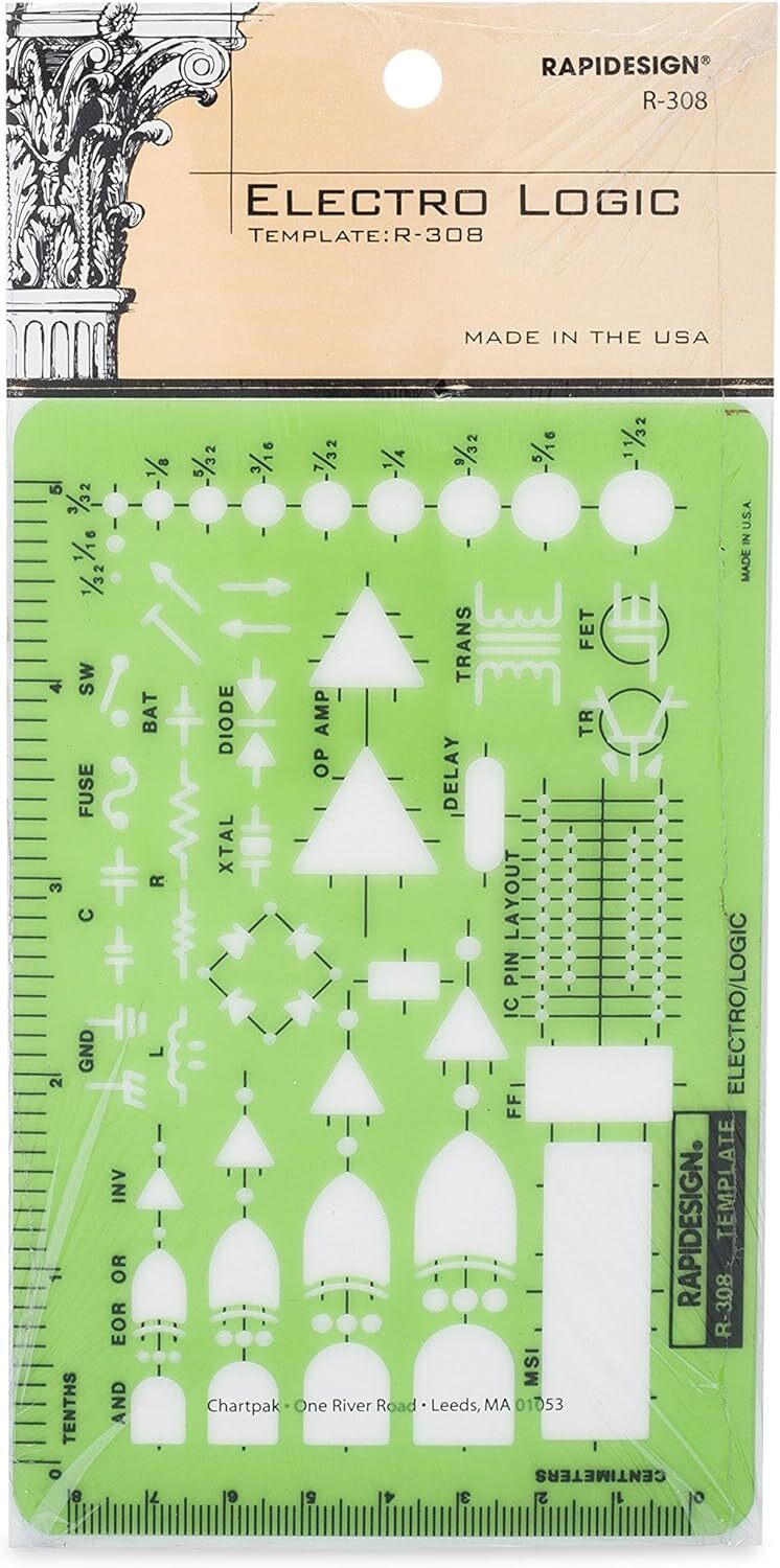 Rapidesign Electro-Logic Symbol Template, 1 Each (R308),Other Drawing Supplies