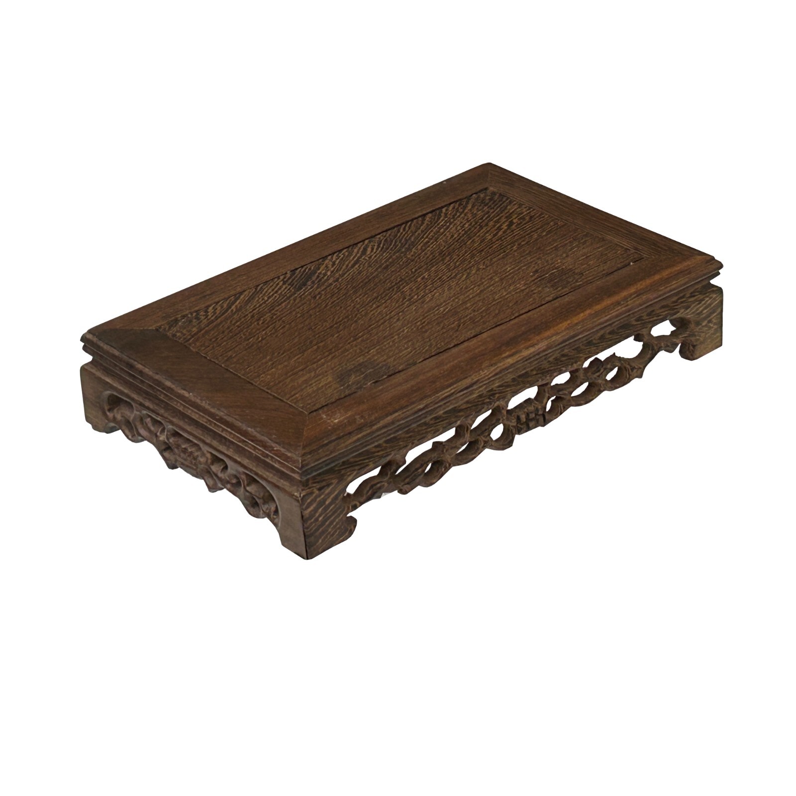 7.5″ Light Brown Feather Pattern Rectangular Wood Display Stand Riser ws4227