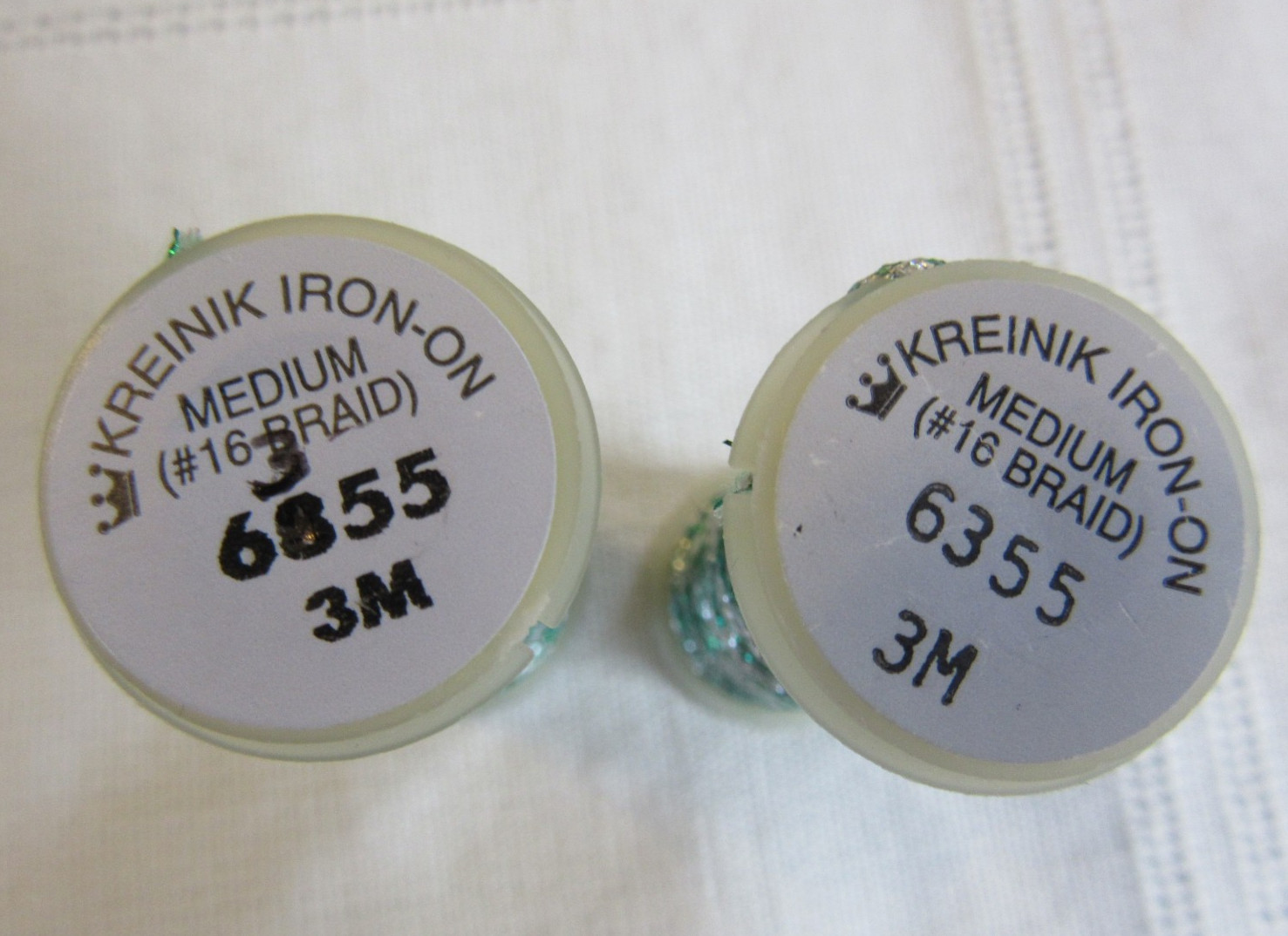 2 Kreinik Metallics Iron-on #6355 WINTERGREEN Medium #16 Braids Thread lot