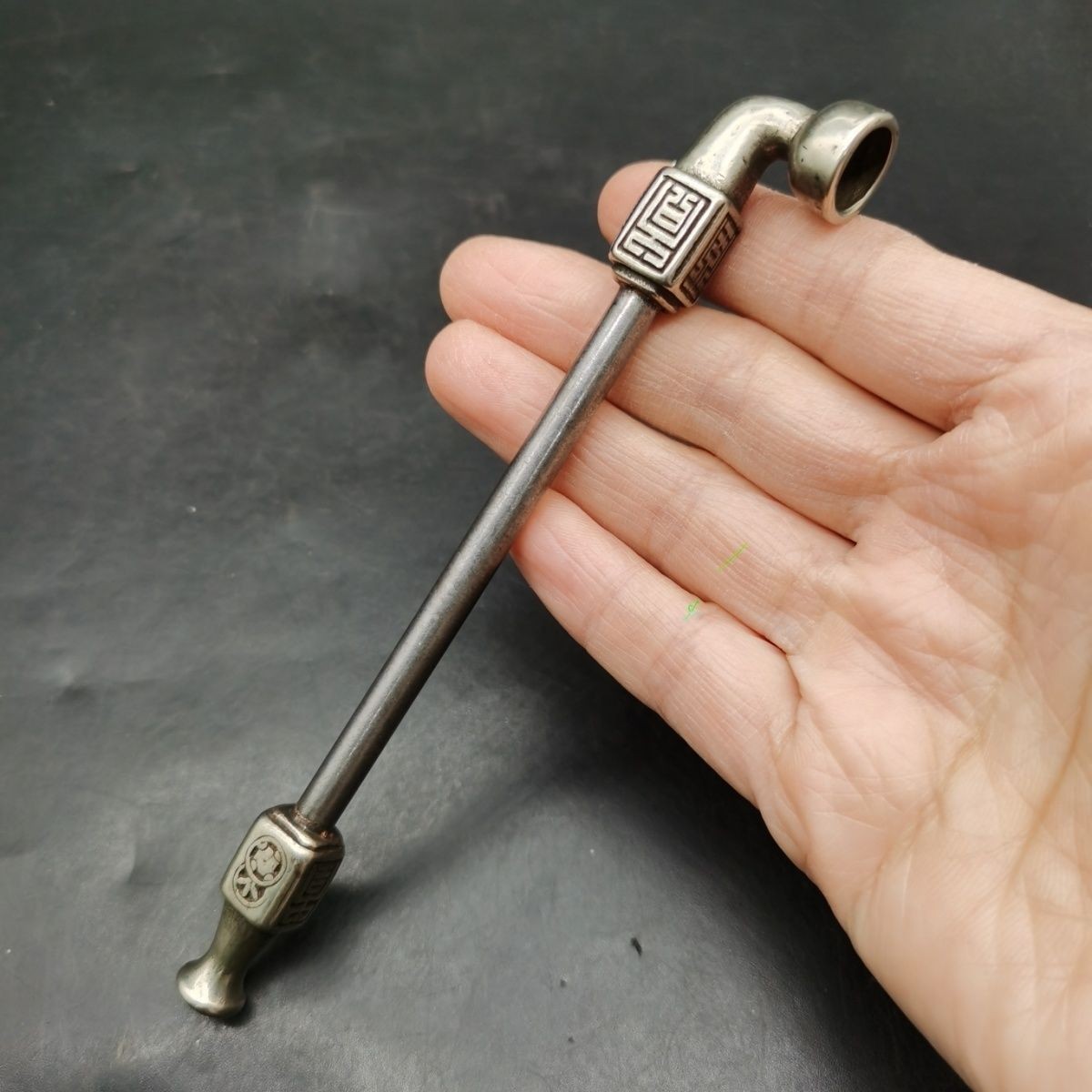 Vintage Copper Smoking Pipe 14cm Iron Stem Antique Style Craft Decor Collectible