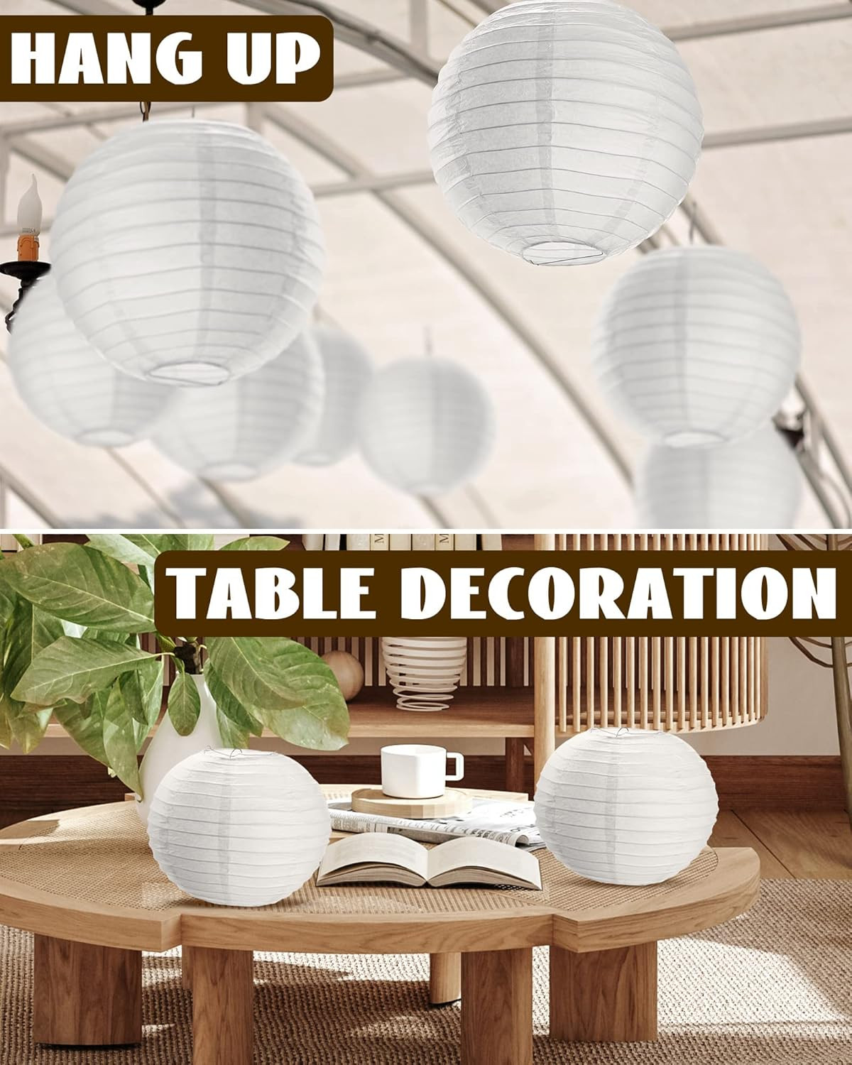 30 Pack White Chinese Japanese Paper Lanterns Decorative Hanging round Paper Lan
