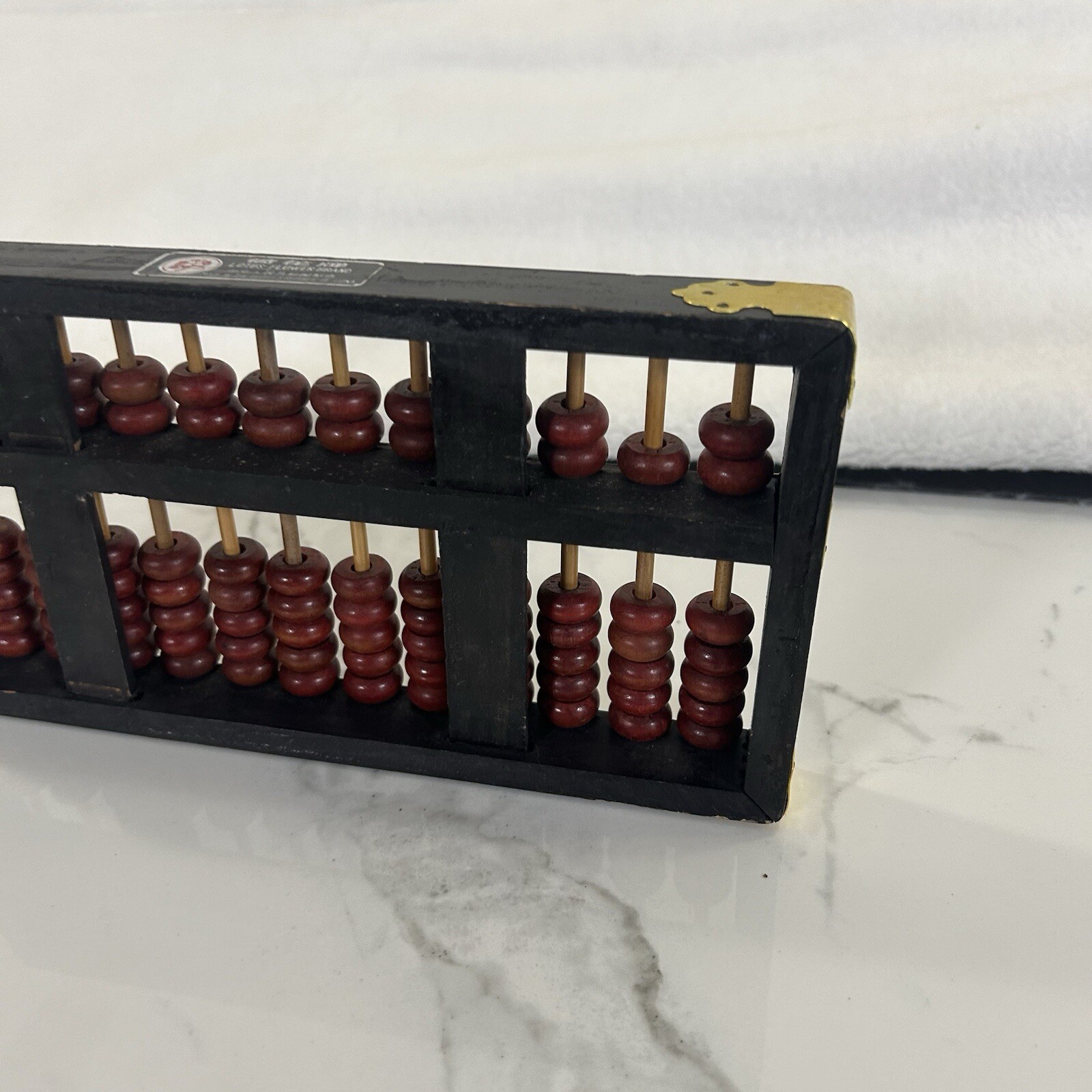 Vintage 11 Row 77 Beads Chinese Abacus Lotus Flower Brand Wooden Black Red Gold