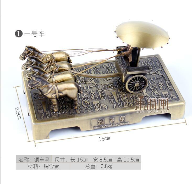 Antique Collection Chinese Terracotta Warriors Copper Carriage Ornament Souvenir