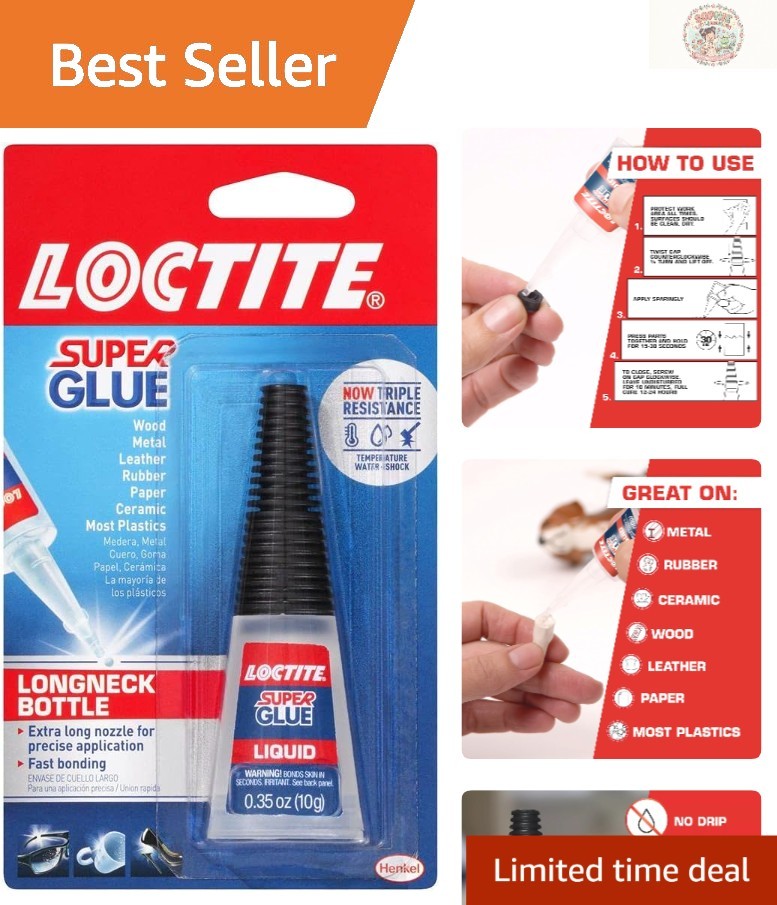 0.35oz Water-Resistant Super Glue with Precision Nozzle for Easy Application