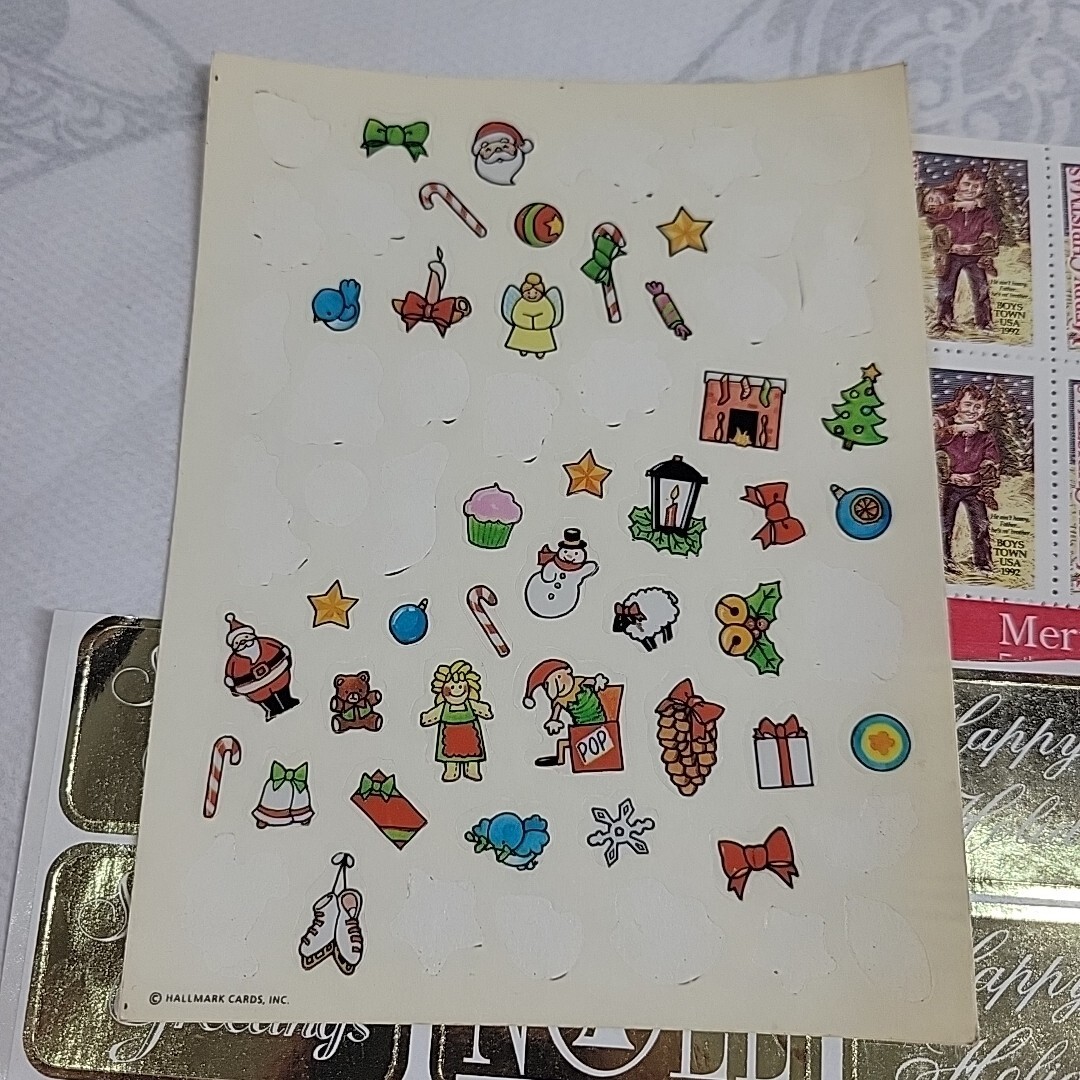 1980s Vintage Hallmark & Other Holiday Christmas Stickers Puffy Mixed More READ